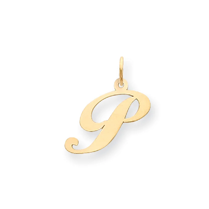 Hypoallergenic Titanium Infinity Symbol Pendant for Sensitive Skin14k Yellow Gold, Ella Collection Medium Fancy Script Initial P Pendant