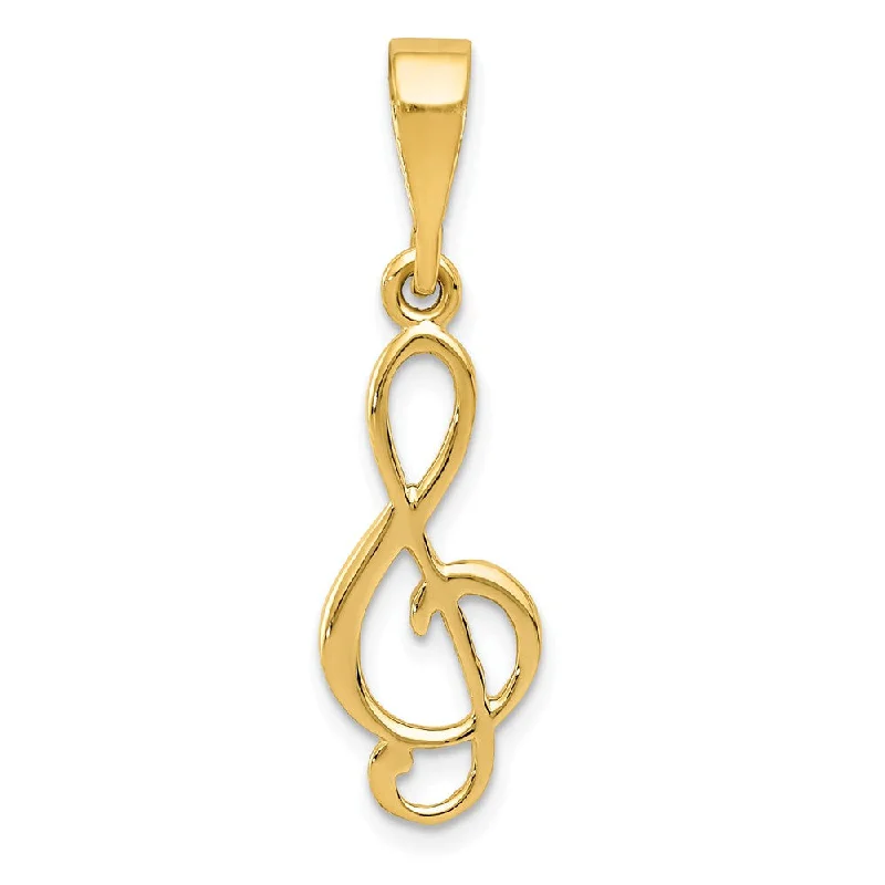 Hand - Carved Jade Buddha Pendant for Spiritual and Cultural Significance14k Yellow Gold Flat Back Treble Clef Pendant