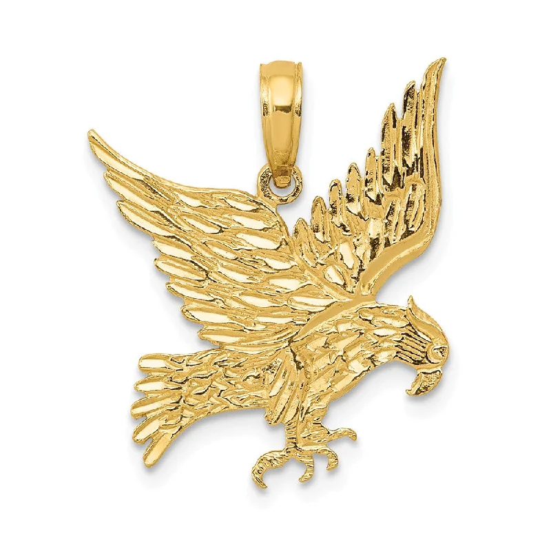 Double - Heart Pendant with Interlocking Design for Couples14k Yellow Gold Flat Eagle Pendant, 18mm