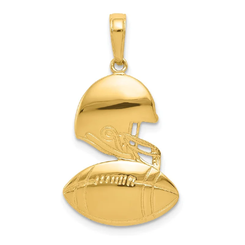 Water - Resistant Stainless Steel Diving - Themed Pendant for Divers14k Yellow Gold Football and Helmet Pendant