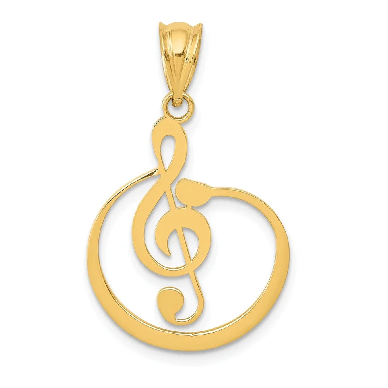 Customized Birthstone Pendant with Engraved Name for a Personalized Touch14k Yellow Gold G Clef Musical Note Pendant