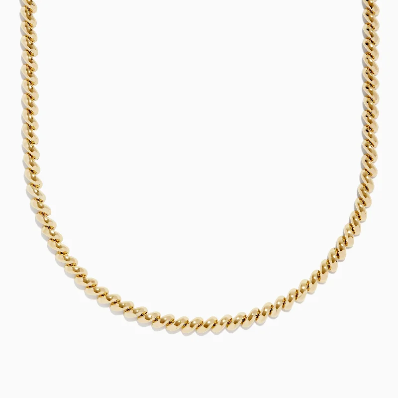 Animal - Motif Chain Rings with a Lion or Eagle Design14K Yellow Gold Hollow San Marco Chain Necklace 17"