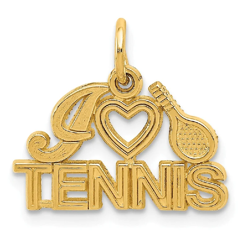 Magnetic - Locking Pendant with Hidden Compartment for Secret Messages14k Yellow Gold I Heart Tennis Script Pendant