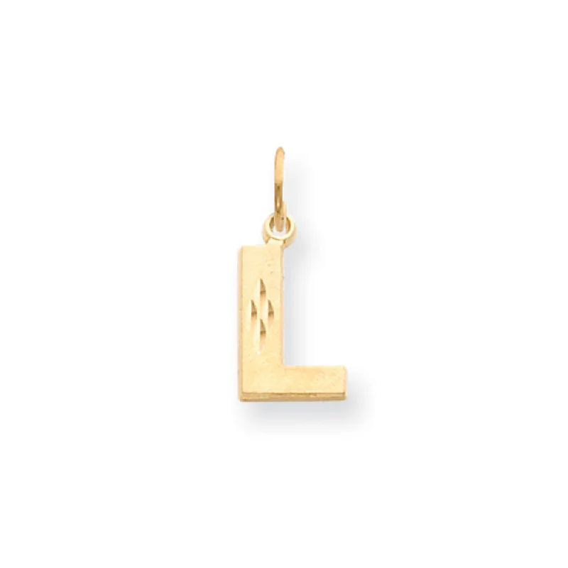 Magnetic - Locking Pendant with Hidden Compartment for Secret Messages14k Yellow Gold, Julia Collection, Small Satin Block Initial L Pendant