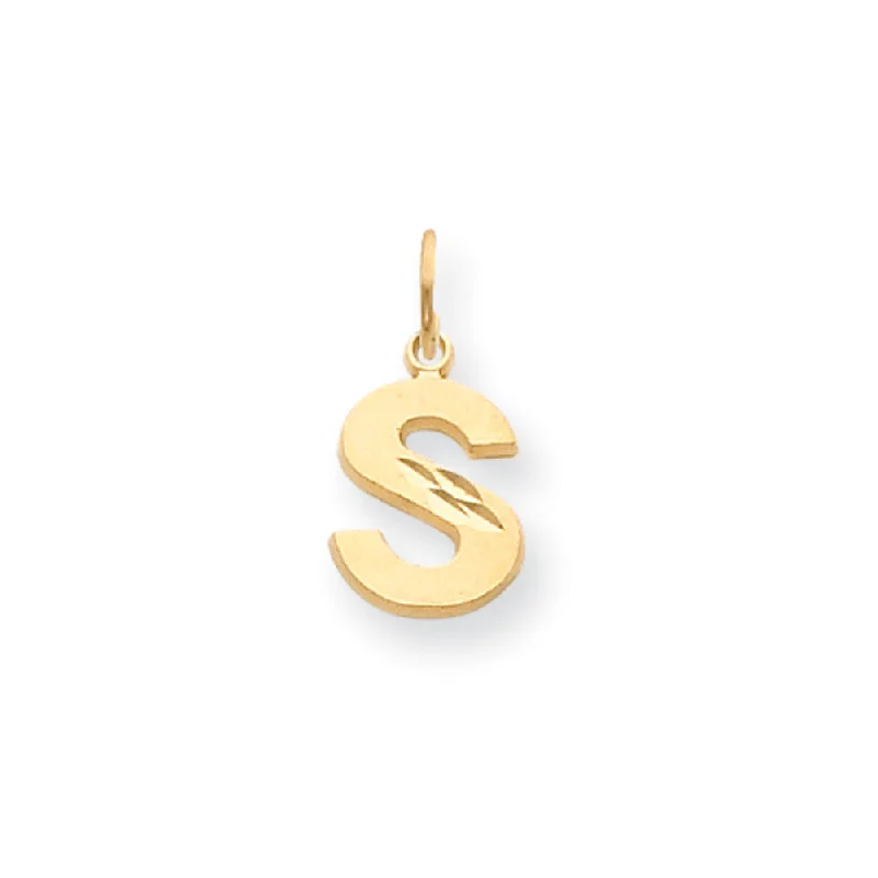 Water - Resistant Stainless Steel Diving - Themed Pendant for Divers14k Yellow Gold, Julia Collection, Small Satin Block Initial S Pendant