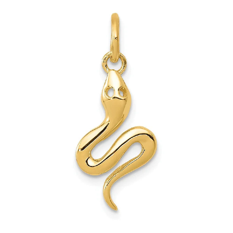 Retro - Inspired Art Deco - Patterned Pendant in Silver for Vintage Lovers14k Yellow Gold Polished 3D Snake Charm