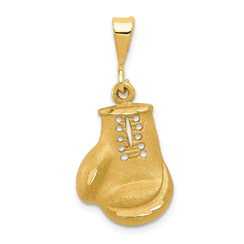 Glow - in - the - Dark Starry Sky Pendant for Nighttime Adventures14k Yellow Gold Satin and Diamond Cut Boxing Glove Pendant