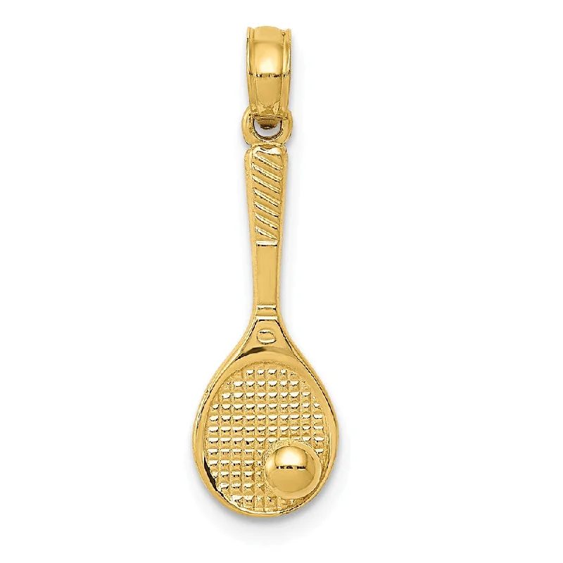 3D - Printed Polymer Clay Animal - Print Pendant for a Fun and Quirky Accessory14k Yellow Gold Small 3D Tennis Racquet and Ball Pendant