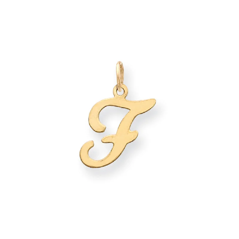 Double - Heart Pendant with Interlocking Design for Couples14k Yellow Gold, Sophia Collection, Small Script Initial F Pendant