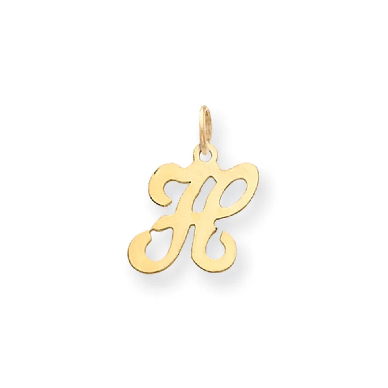 Laser - Cut Woodland Scene Pendant for Nature Enthusiasts14k Yellow Gold, Sophia Collection, Small Script Initial H Pendant