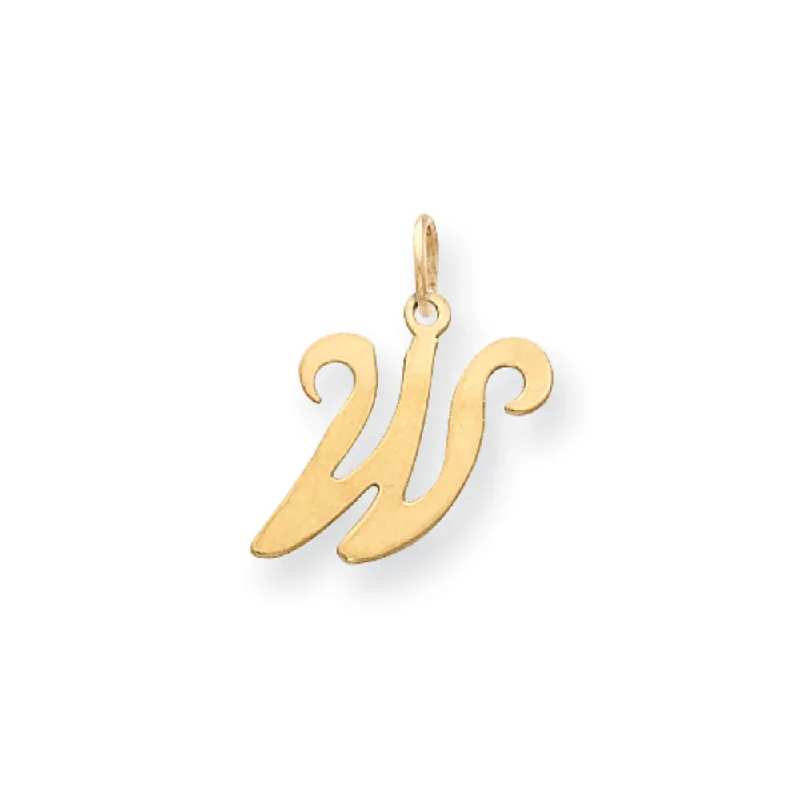 Water - Resistant Stainless Steel Diving - Themed Pendant for Divers14k Yellow Gold, Sophia Collection, Small Script Initial W Pendant