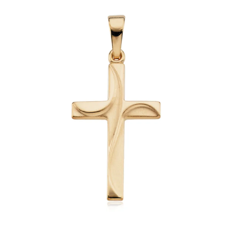 Laser - Cut Woodland Scene Pendant for Nature Enthusiasts14k Yellow Gold Swirl Cross Pendant