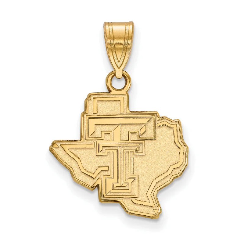 Magnetic - Locking Pendant with Hidden Compartment for Secret Messages14k Yellow Gold Texas Tech U. Medium Logo Pendant