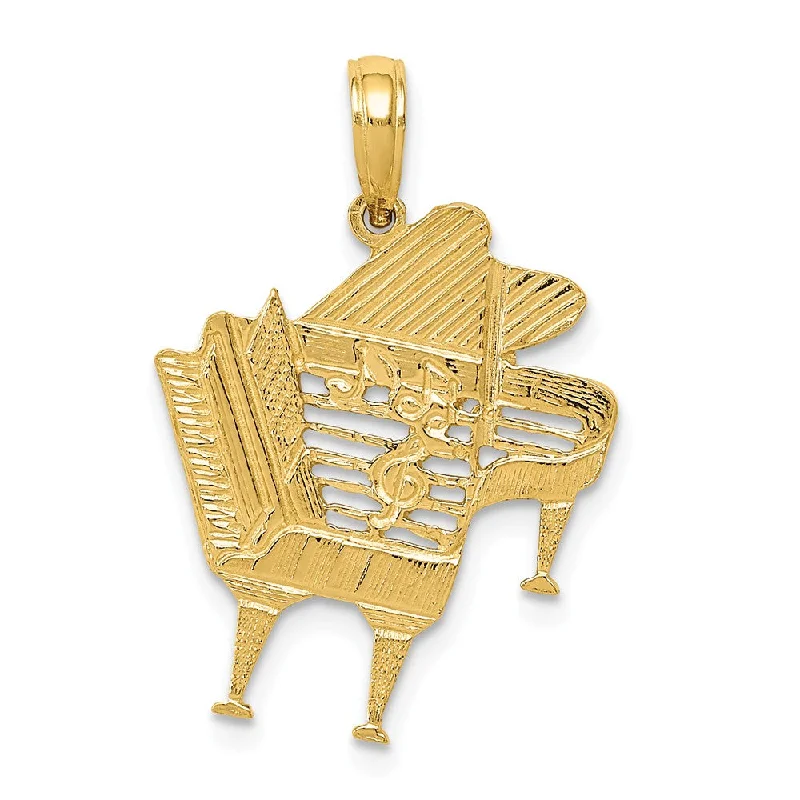 Water - Resistant Stainless Steel Diving - Themed Pendant for Divers14k Yellow Gold Textured Baby Grand Piano Pendant