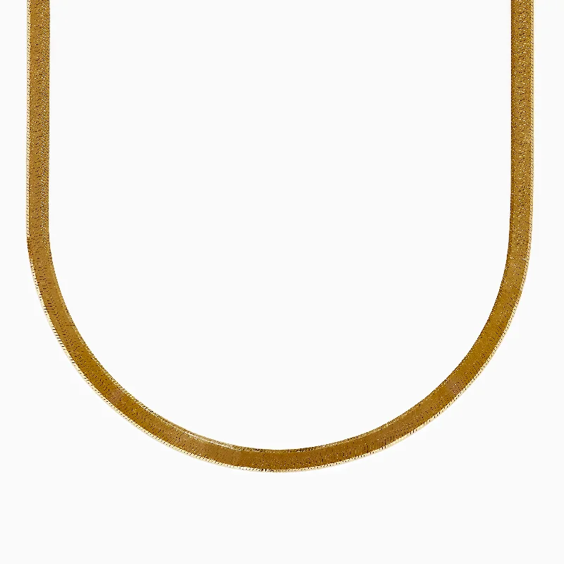 Chain Rings with a Magnetic Closure for Easy Wear14K Yellow Gold Textured Herringbone Chain Necklace 17"