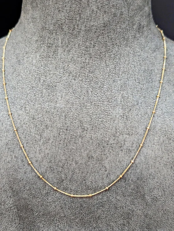 LED - Emitting Chain Rings for a High - Tech Look18" 9ct Gold Filed Curb Chain Necklace with Bead Stations