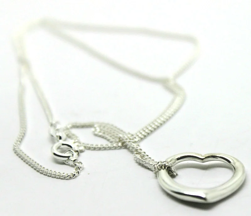 Chain Rings with a Tribal - Inspired Link Pattern925 Sterling Silver Kerb Curb Link Chain Necklace 45cm & Heart Pendant