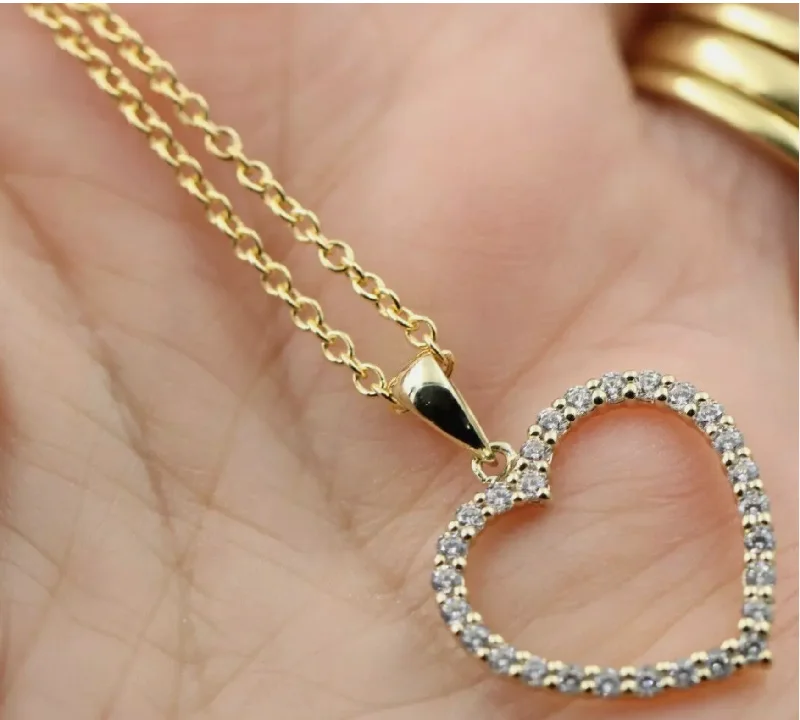 Chain Rings with a Geometric - Shaped Link PatternGenuine 9ct Yellow Gold CZ Heart Pendant + Belcher Chain Necklace 50cm