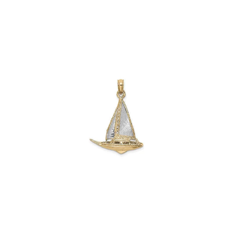 Customized Birthstone Pendant with Engraved Name for a Personalized TouchBrushed Finish Sailboat Pendant (14K)