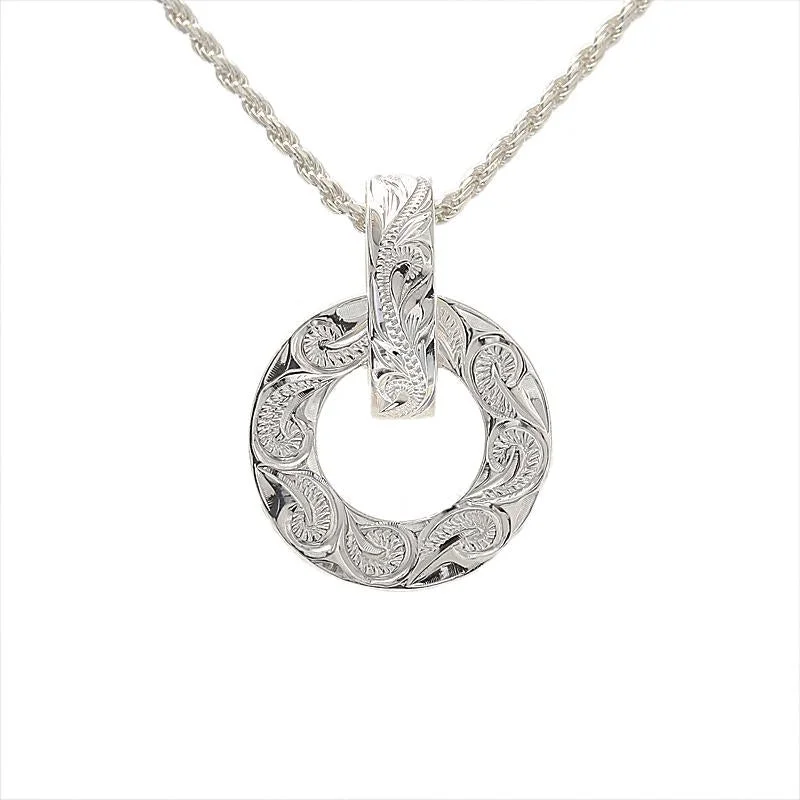 Initial letter necklaces for personalized styleSilver Silver Queen Scroll Flat Circle Pendant (Chain Sold Separately)