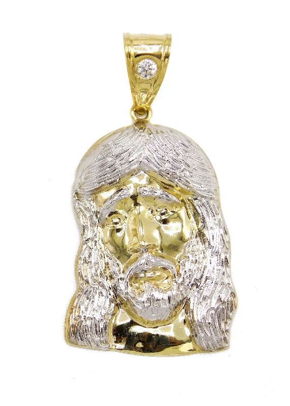 Layered chain necklaces for everyday wear10K Gold Jesus Head Pendant | Customizable Size