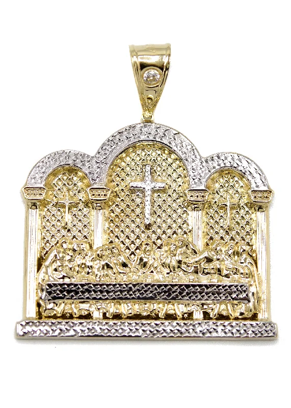 Vintage coin pendants for antique looks10K Gold Last Supper Pendant | Customizable Size