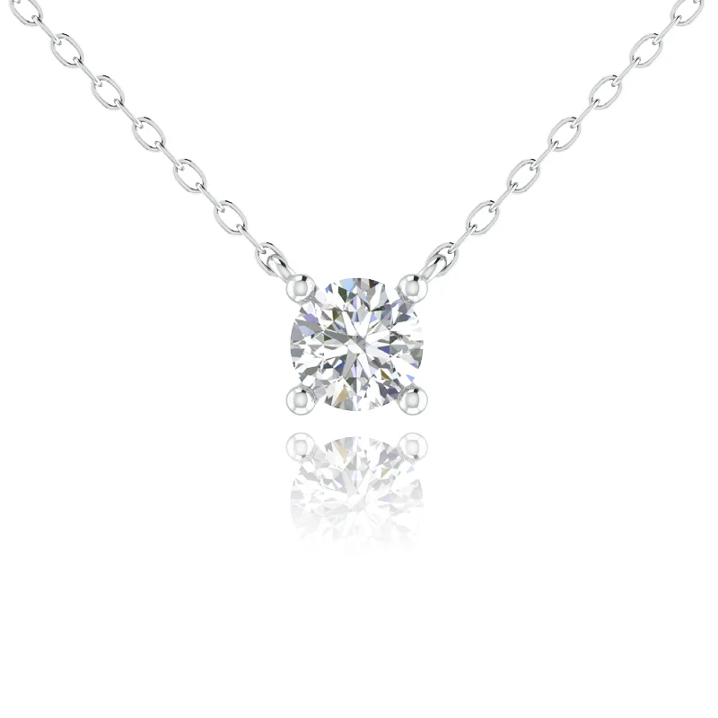 Delicate pearl necklaces for formal eventsFour Prong Brilliant cut Diamonds Solitaire Pendent