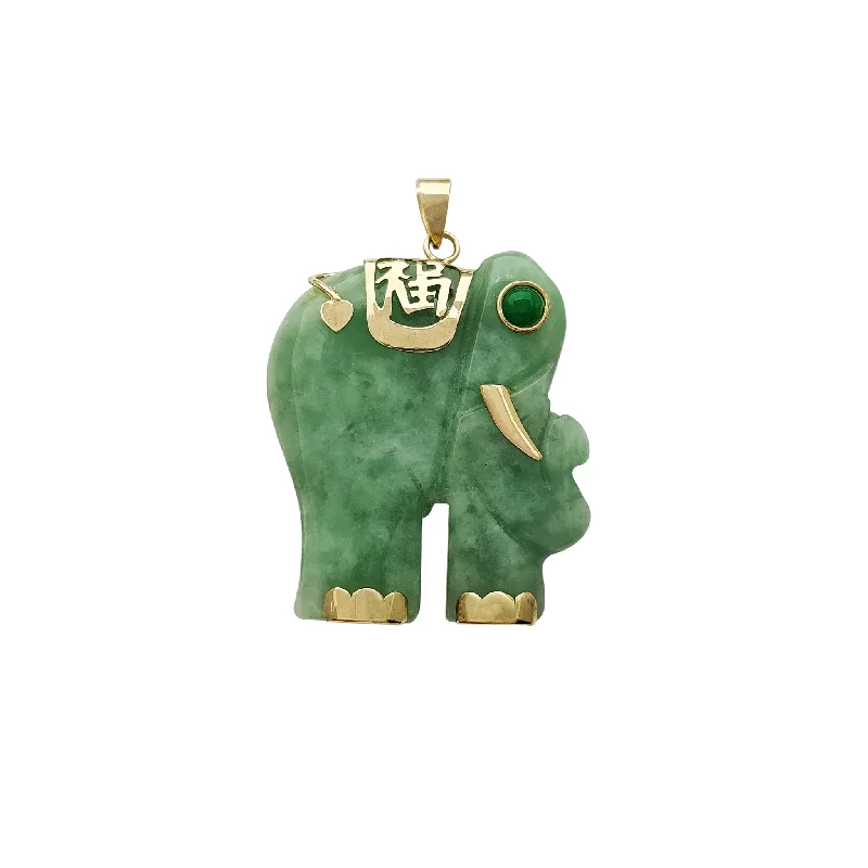 Rhinestone - Encrusted Crown Pendant for Little Girls' Dress - UpGreen-Eye "Fortune & Happiness" Ornament Elephant Jade Pendant (14K)