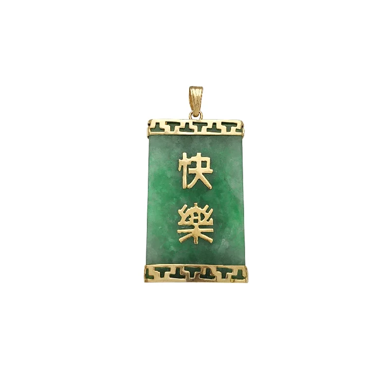 Water - Resistant Stainless Steel Diving - Themed Pendant for Divers"Happiness" Jade Pendant (14K)