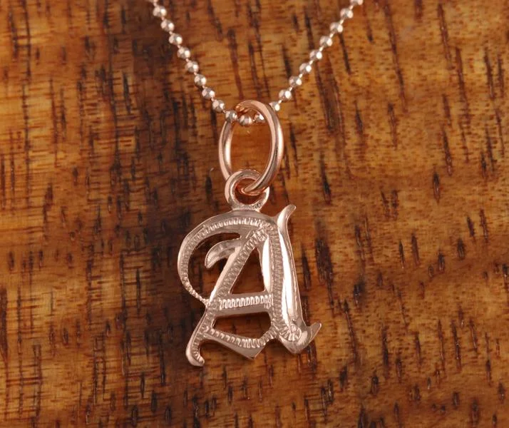 Diamond-studded pendants for anniversariesSterling Silver Pink Gold Plated Old English Initial Pendant (Chain Sold Separately)