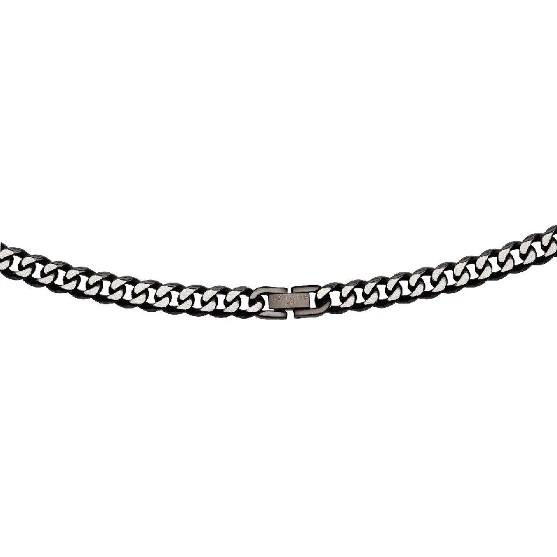 Gold - Plated Chain Rings with Cubic Zirconia AccentsUnique & Co Black Stainless Steel Curb Chain Necklace