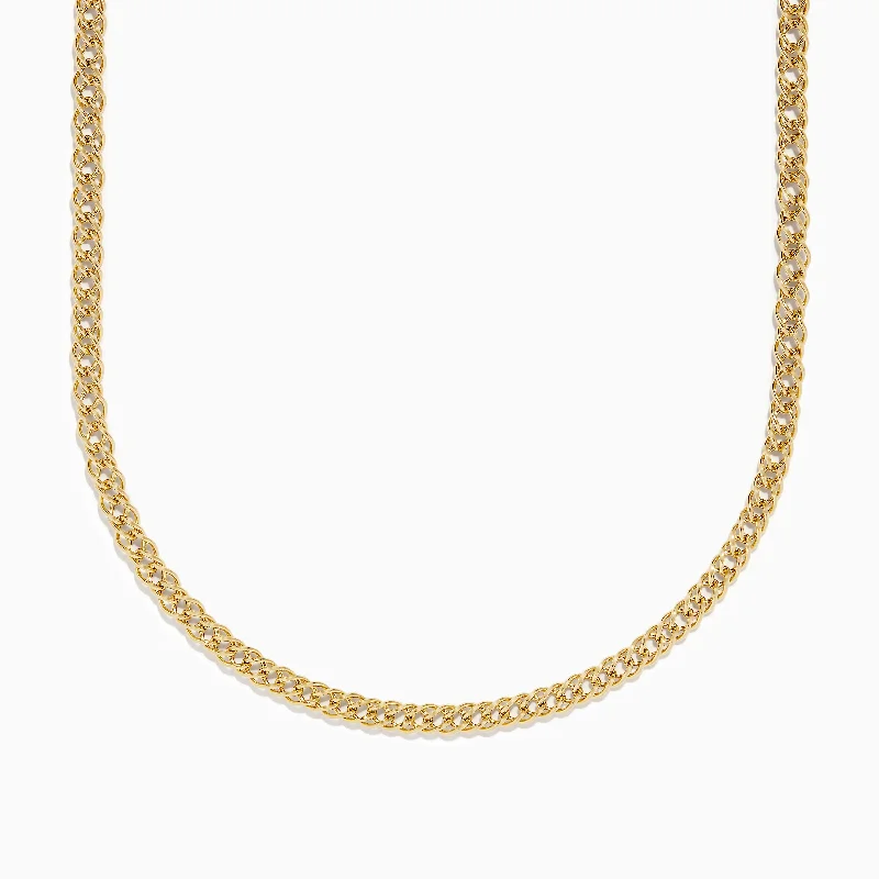 Key - Shaped Chain Rings for a Symbolic and Unique Design14K Yellow Gold Hollow Interlock Links Chain Necklace 18"