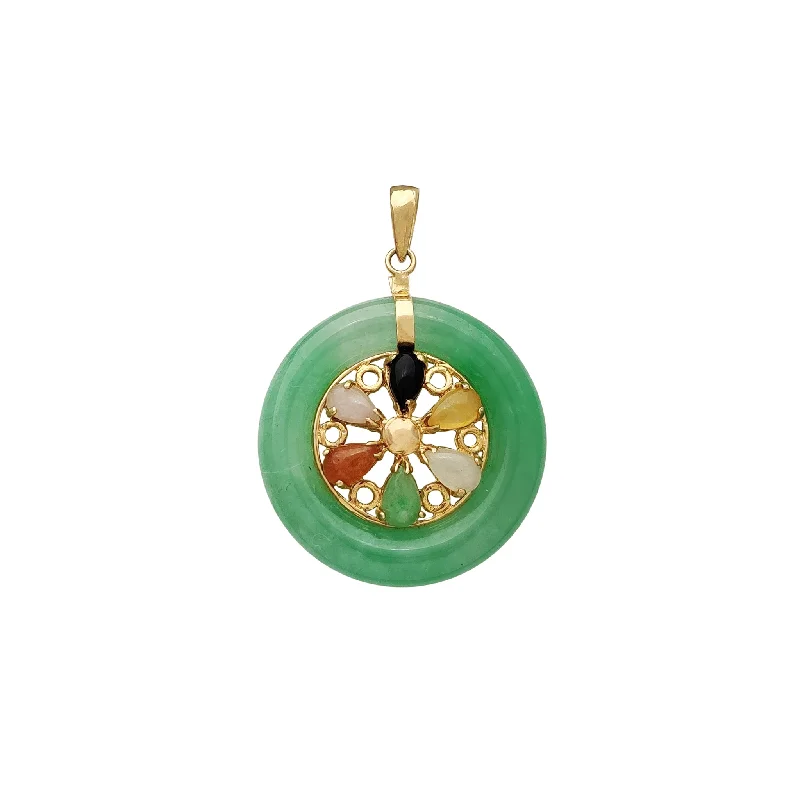 Glow - in - the - Dark Starry Sky Pendant for Nighttime AdventuresMulti-Color Flower Halo Jade Pendant (14K)