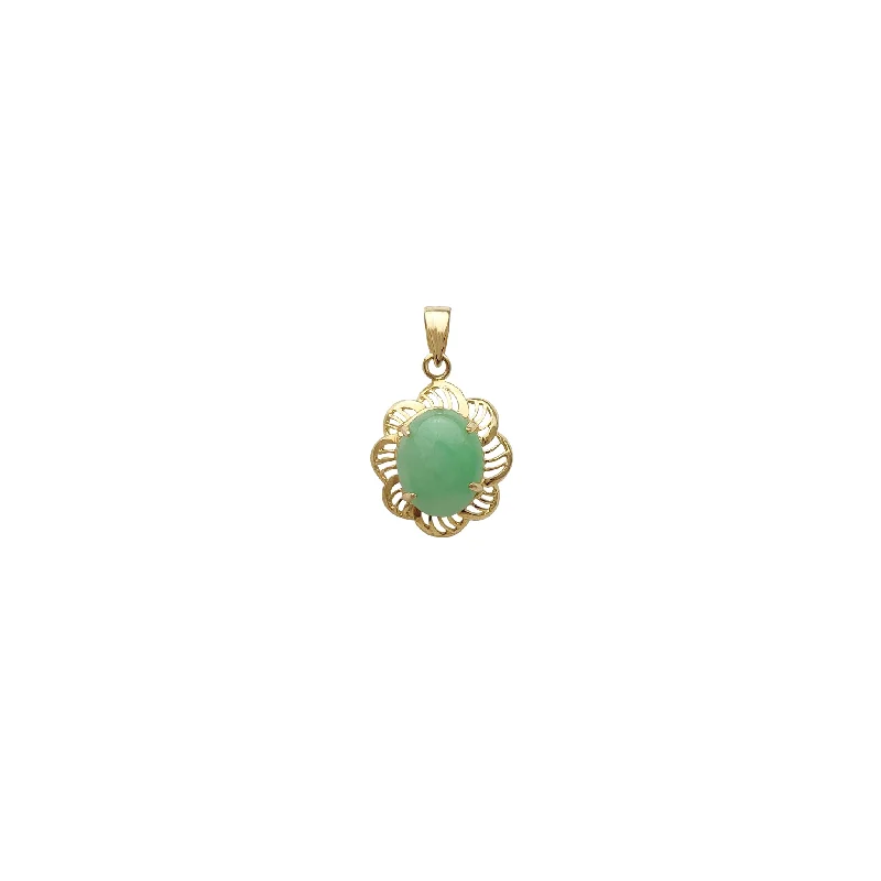 Retro - Inspired Art Deco - Patterned Pendant in Silver for Vintage LoversOutlined Petals Flower Jade Pendant (14K)