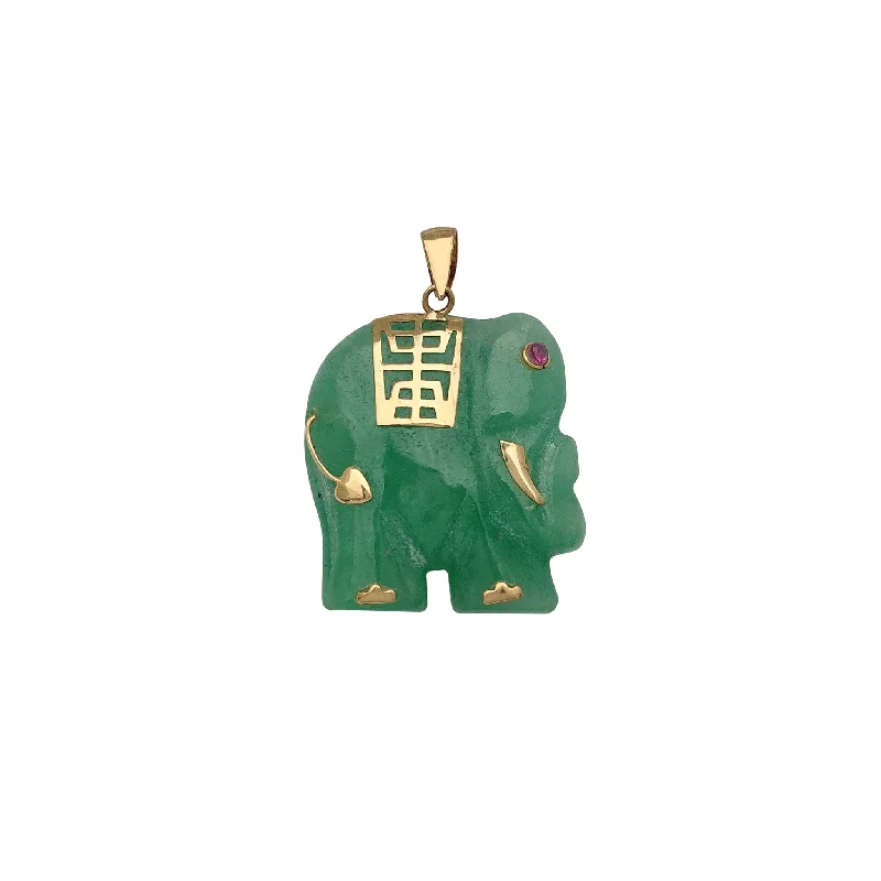 Magnetic - Locking Pendant with Hidden Compartment for Secret MessagesRed-Eye Ornament Elephant Jade Pendant (14K)