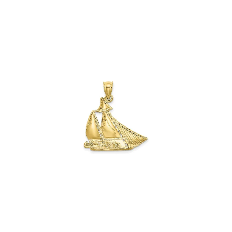 Rhinestone - Encrusted Crown Pendant for Little Girls' Dress - UpSailing Ship Pendant (14K)