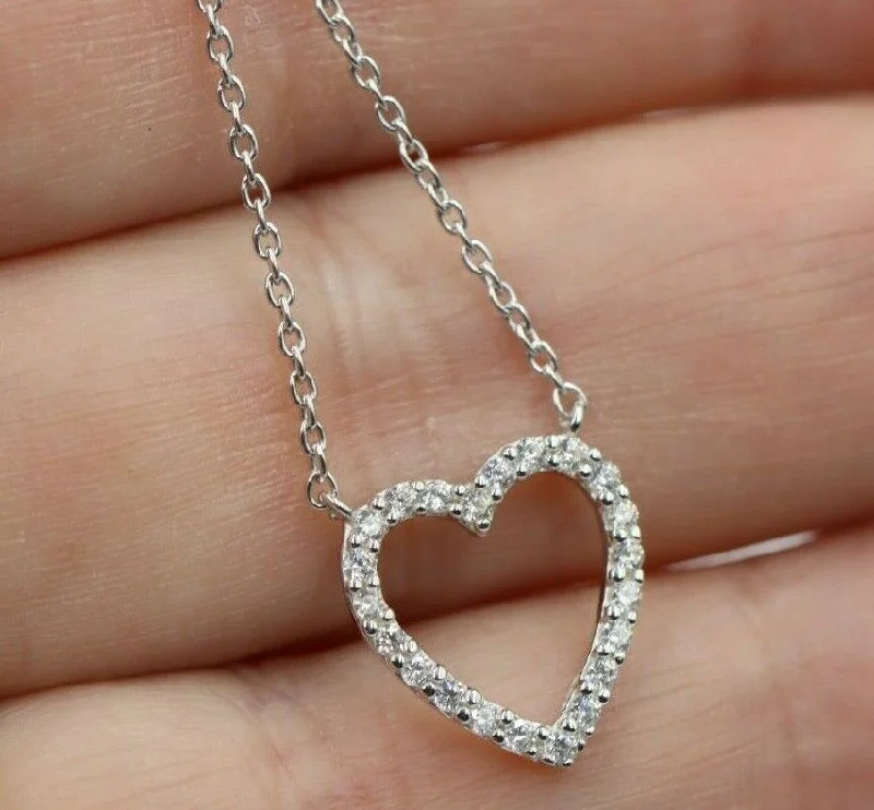 Open - Ended Chain Rings with a Creative Twist DesignSterling Silver Cubic Zirconia Open Heart Pendant + Chain Necklace