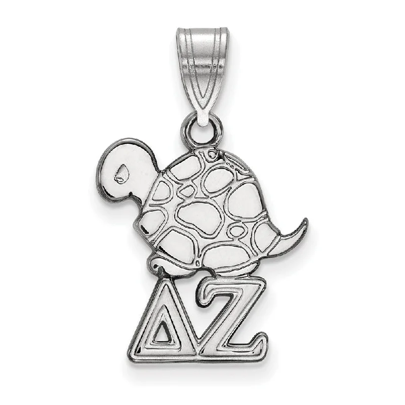 Retro - Inspired Art Deco - Patterned Pendant in Silver for Vintage LoversSterling Silver Delta Zeta Small Pendant