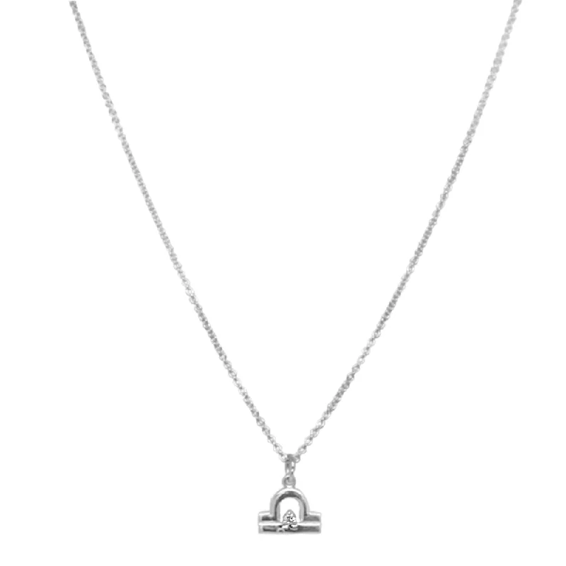 Diamond-cut chain necklaces for eleganceSterling Silver & Diamond Zodiac Necklace - "Libra"