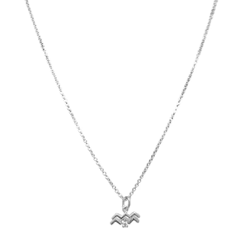 Custom photo necklaces for giftsSterling Silver & Diamond Zodiac Necklace - "Aquarius"