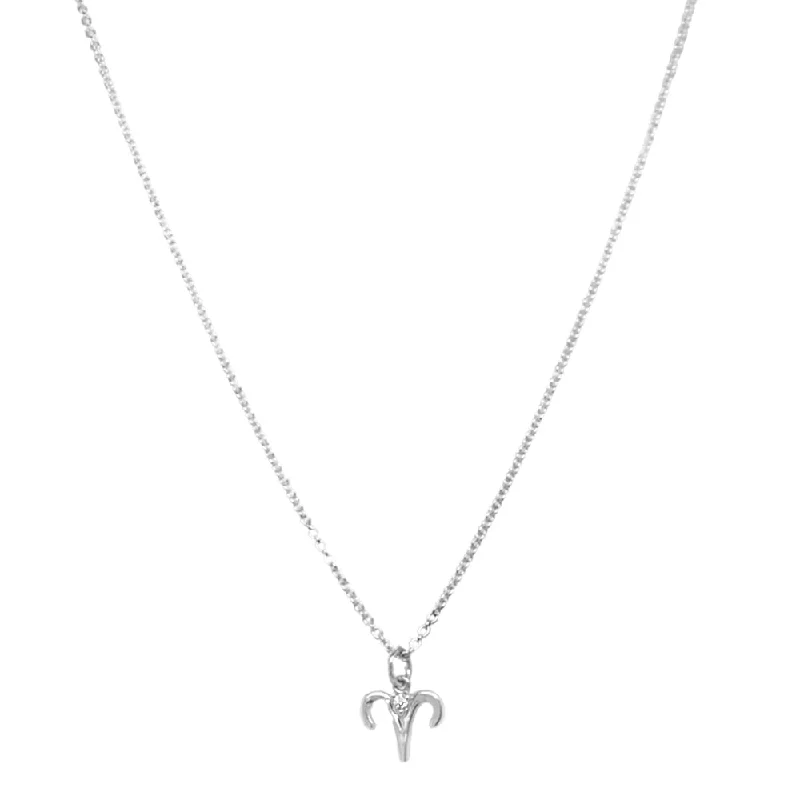 Delicate pearl necklaces for formal eventsSterling Silver & Diamond Zodiac Necklace - "Aries"