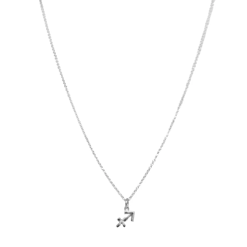 Initial letter pendants for personalized necklacesSterling Silver & Diamond Zodiac Necklace - "Sagittarius"