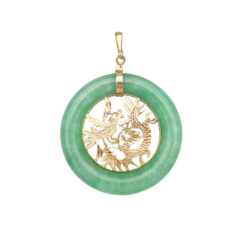 18K Gold - Plated Angel Wing Pendant for a Symbolic and Elegant AccessoryTextured Dragon Halo Jade Pendant (14K)