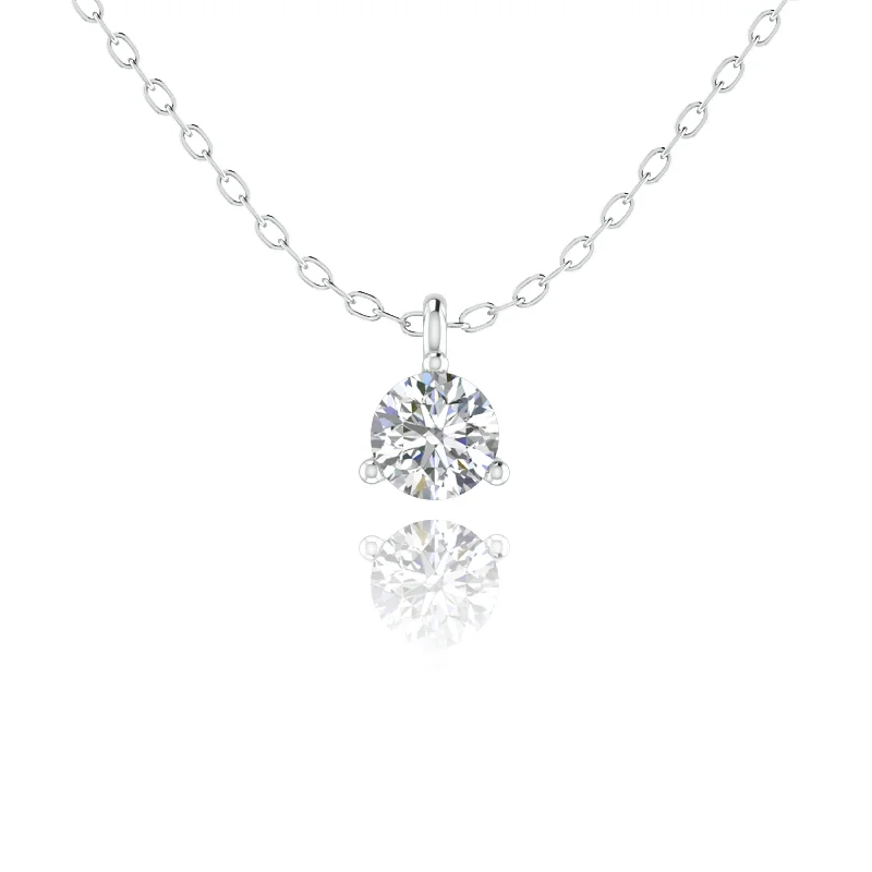 Affordable sterling silver necklaces for teensThree prong Brilliant cut Diamonds Solitaire Pendent