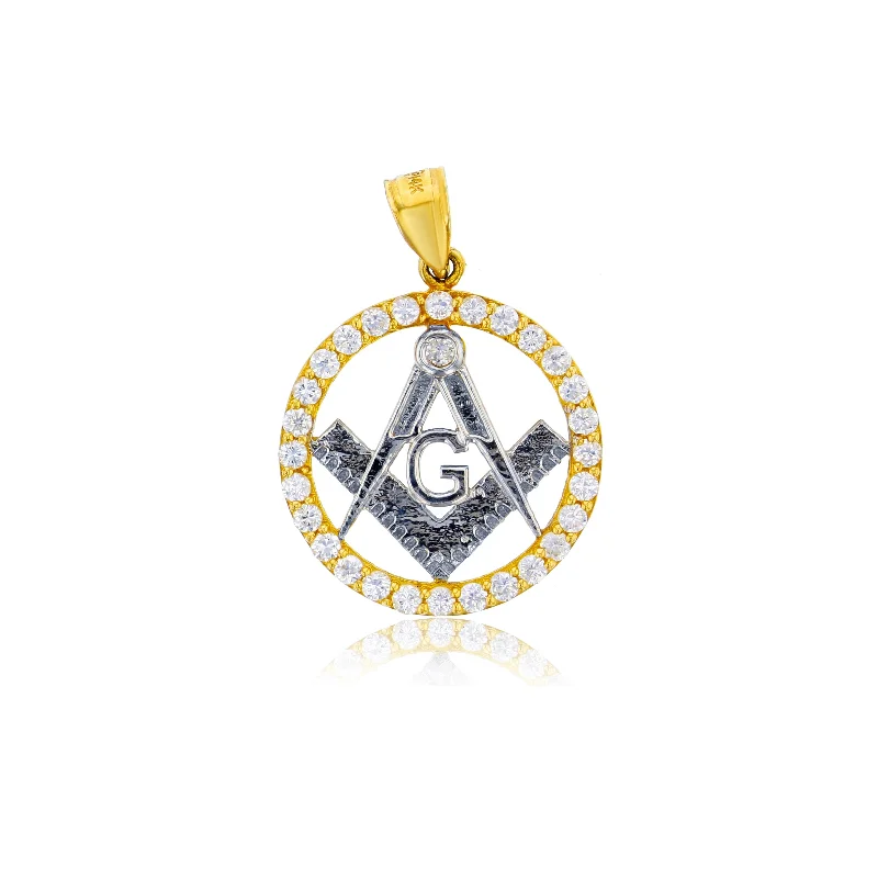 Double - Heart Pendant with Interlocking Design for CouplesTwo-tone Masonic Compass Pendant (14K)