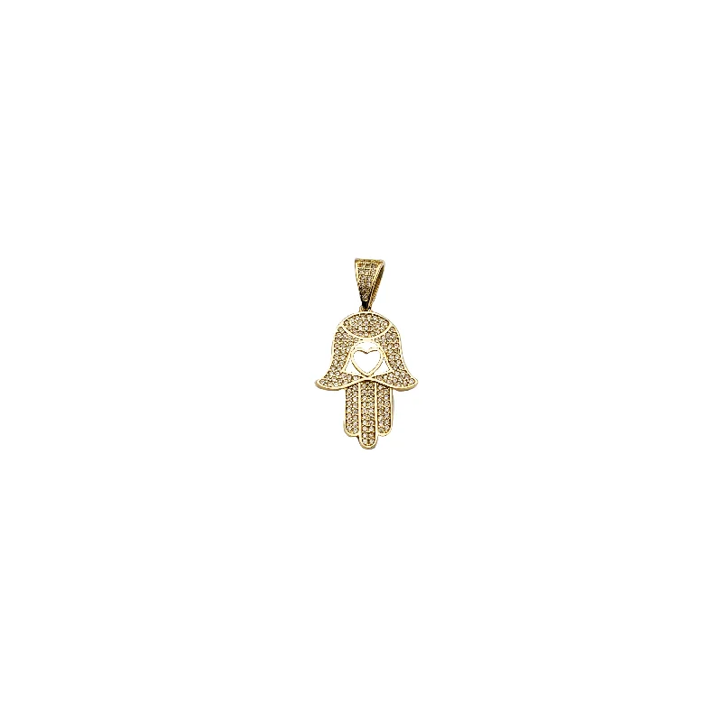 Adjustable - Chain Cubic Zirconia Solitaire Pendant for a Sparkling GiftYellow Gold CZ Hamsa Pendant (14K)