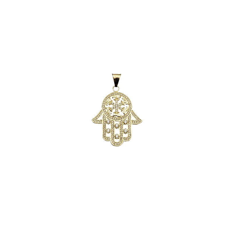 Water - Resistant Stainless Steel Diving - Themed Pendant for DiversYellow Gold Ice Flake Hamsa Pendant (14K)