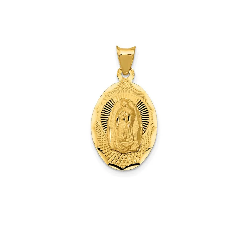 Laser - Cut Woodland Scene Pendant for Nature EnthusiastsYellow Gold Lady of Guadalupe Oval Pendant (14K)