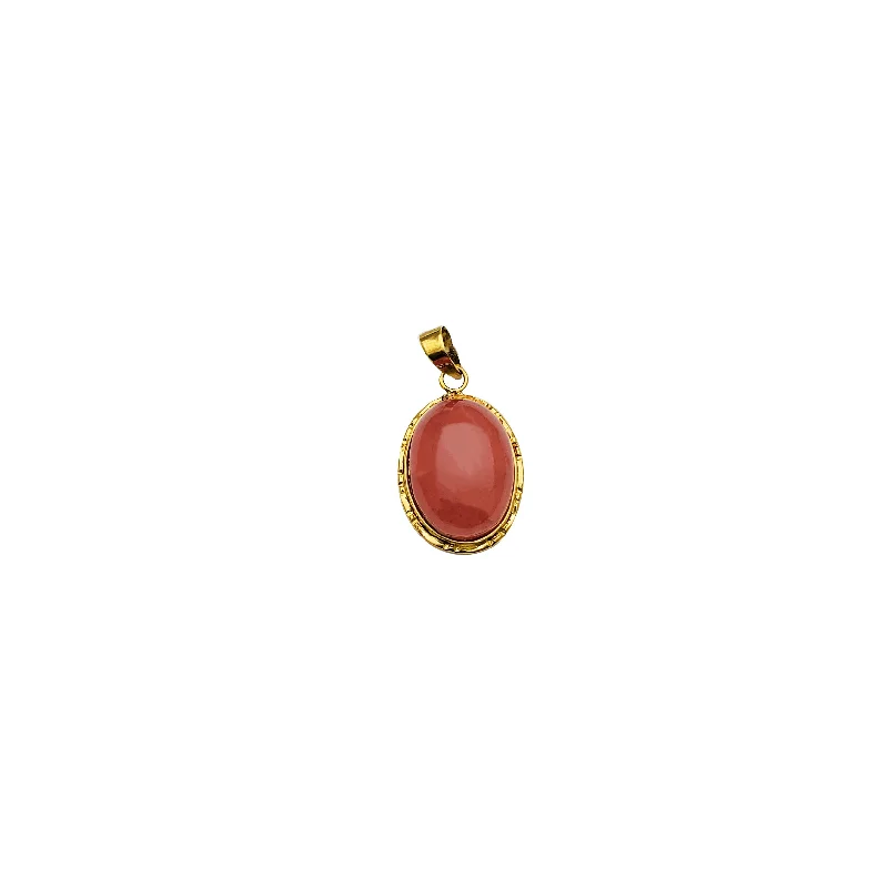 Water - Resistant Stainless Steel Diving - Themed Pendant for DiversYellow Gold Oval Shape Coral Pendant (14K)