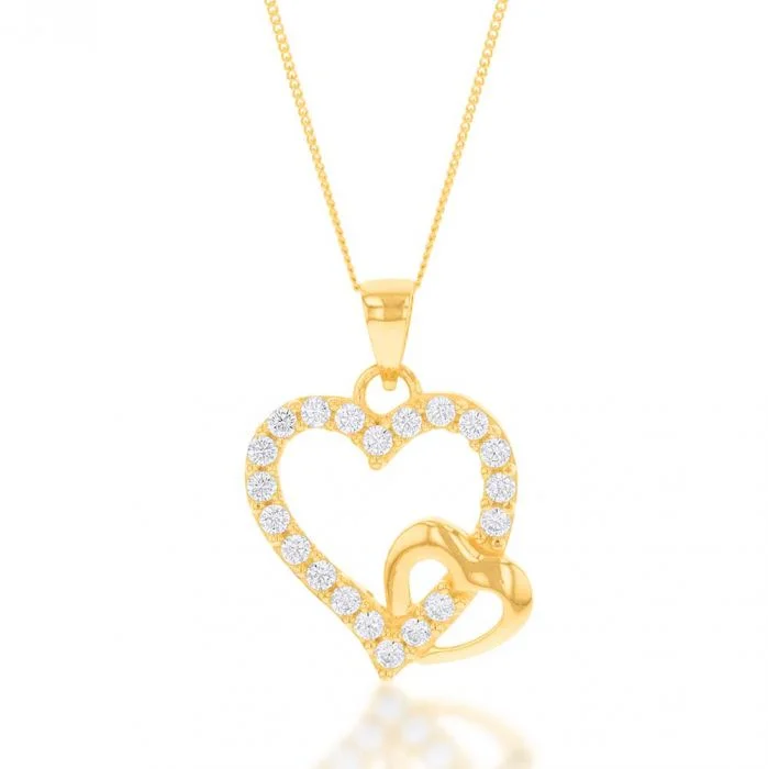 Glow - in - the - Dark Chain Rings for a Fun and Novelty Effect9ct Yellow Gold Cubic Zirconia Double Heart Pendant on Chain Necklace of 46cm